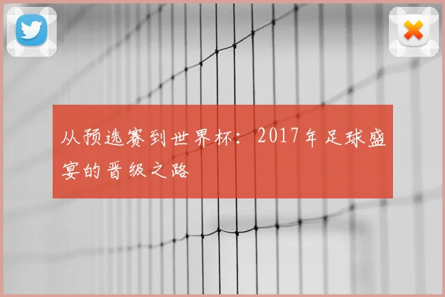 从预选赛到世界杯:2017年足球盛宴的晋级之路